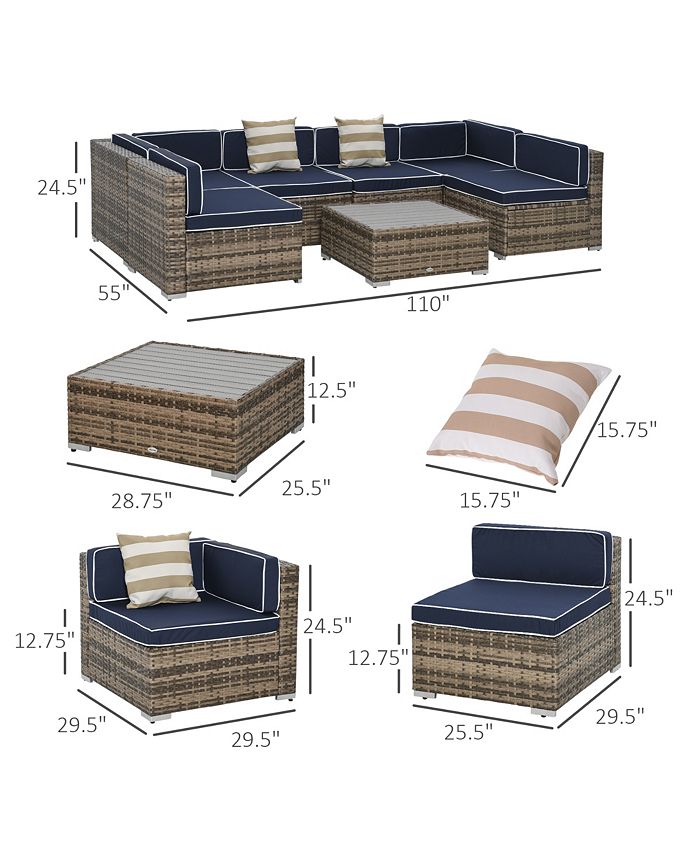 Outsunny 7Piece Patio Furniture Sets Outdoor Wicker Conversation Sets