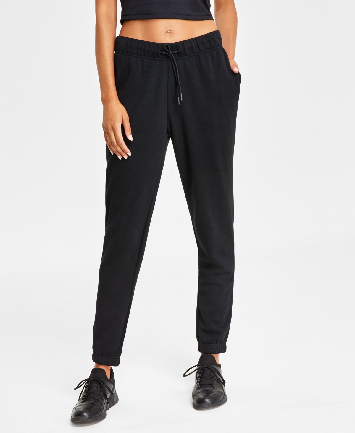 Id Ideology Plus Size High Rise Solid Fleece Jogger Pants Created for Macy s Sweet Wine Smart Closet