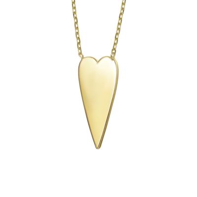 14k Gold Plated Elongated Modern Shiny Heart Layering Necklace
