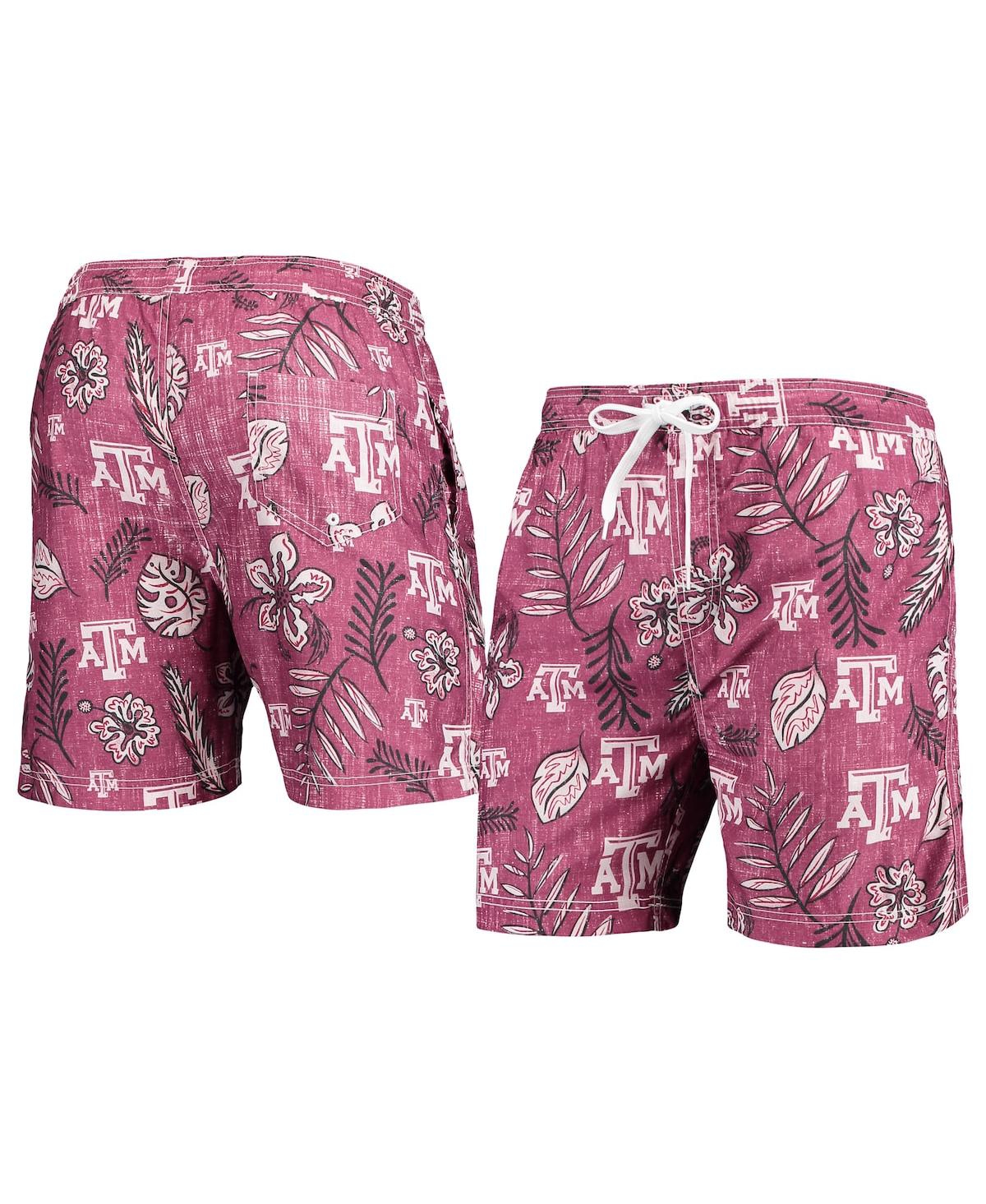 Men's Wes & Willy Maroon Texas A&M Aggies Vintage-Inspired Floral Swim Trunks - Maroon
