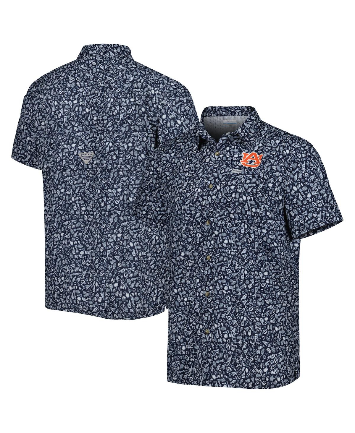 Shop Columbia Men's  Navy Auburn Tigers Super Slack Tide Omni-shade Team Button-up Shirt