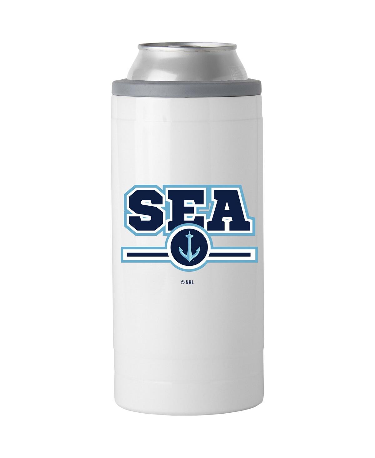 Logo Brands Seattle Kraken 12 oz Letterman Slim Can Cooler In White