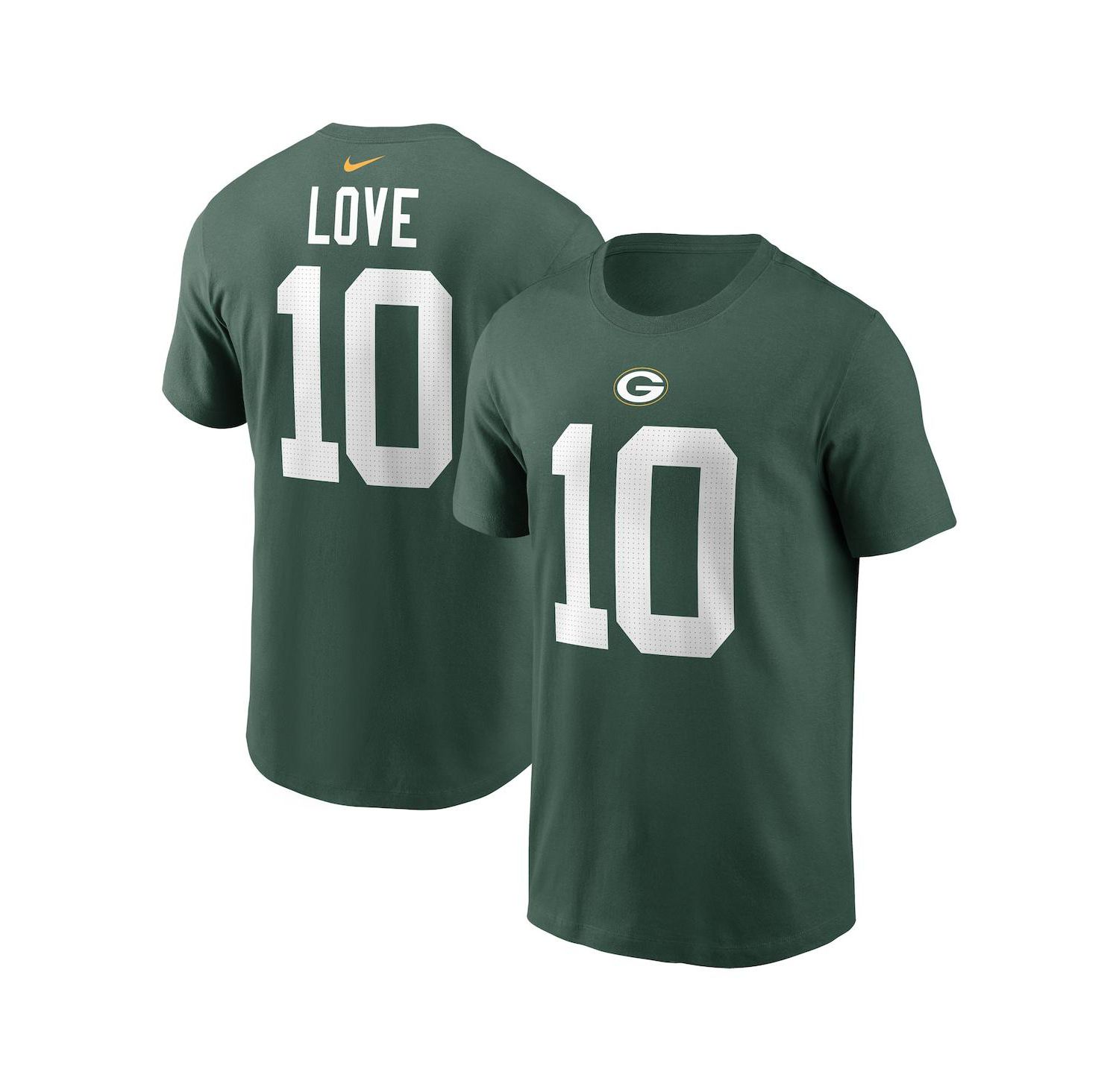 Men's Jordan Love Green Green Bay Packers Player Name and Number T-shirt