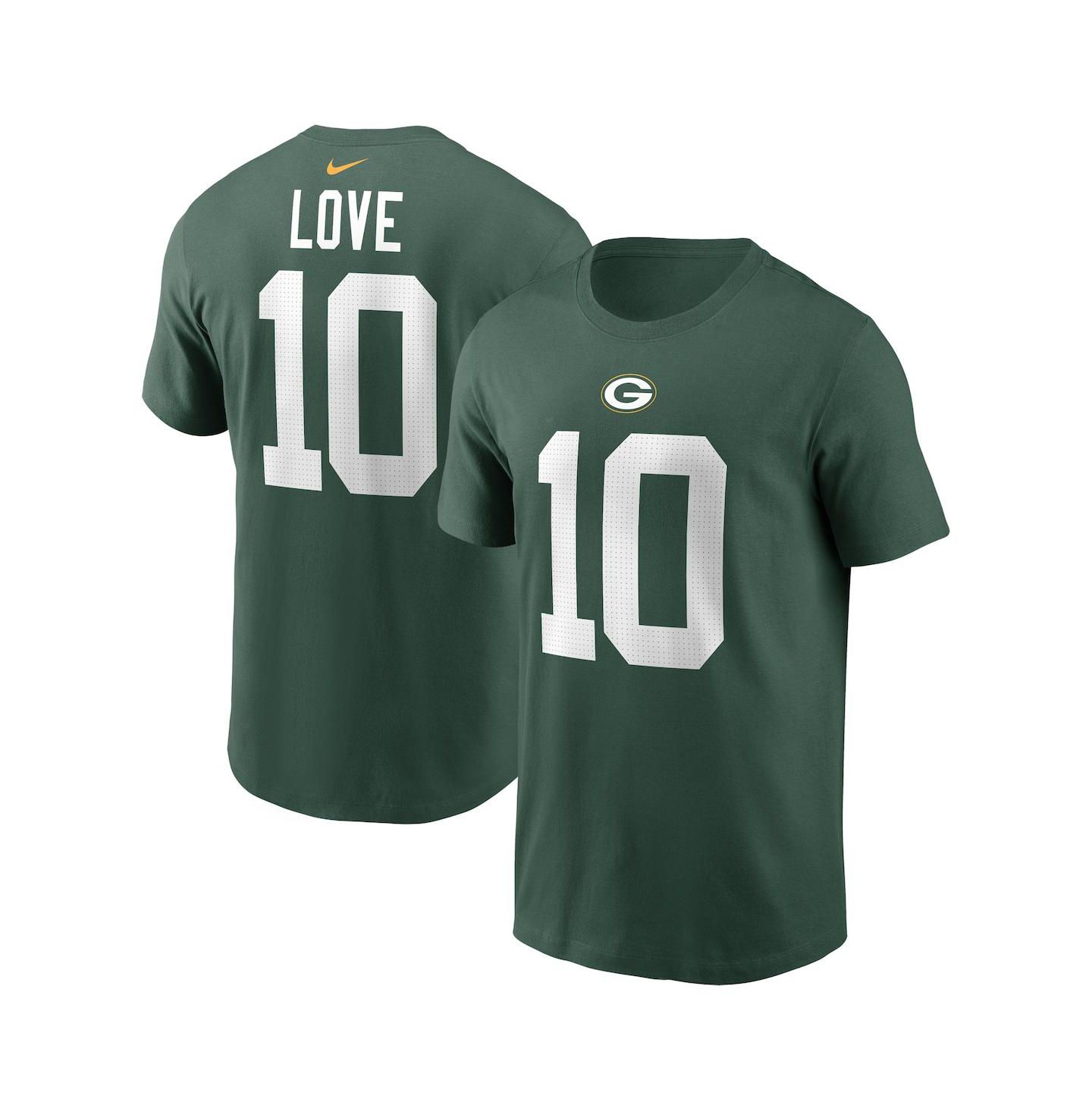 Мужская футболка Nike Jordan Love Green Green Bay Packers Player Name and Number — фото 2