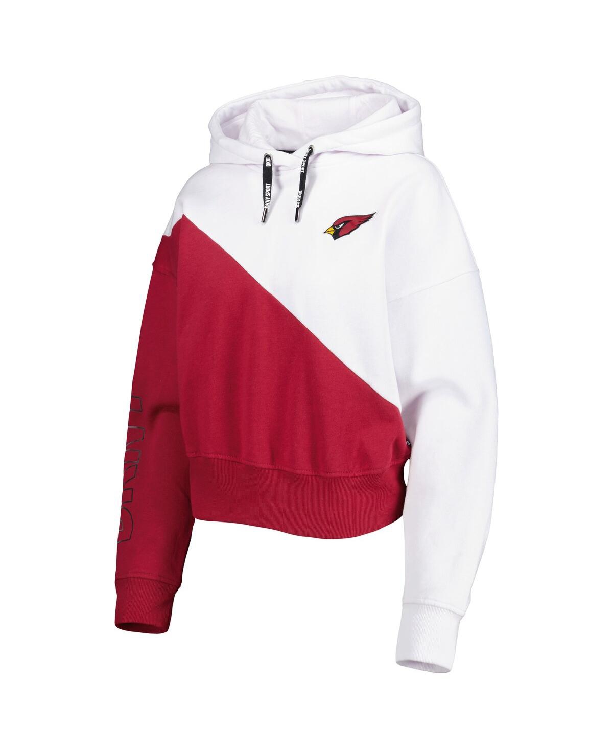 Shop Dkny Women's  Sport White, Cardinal Arizona Cardinals Bobbi Color Blocked Pullover Hoodie In White,cardinal