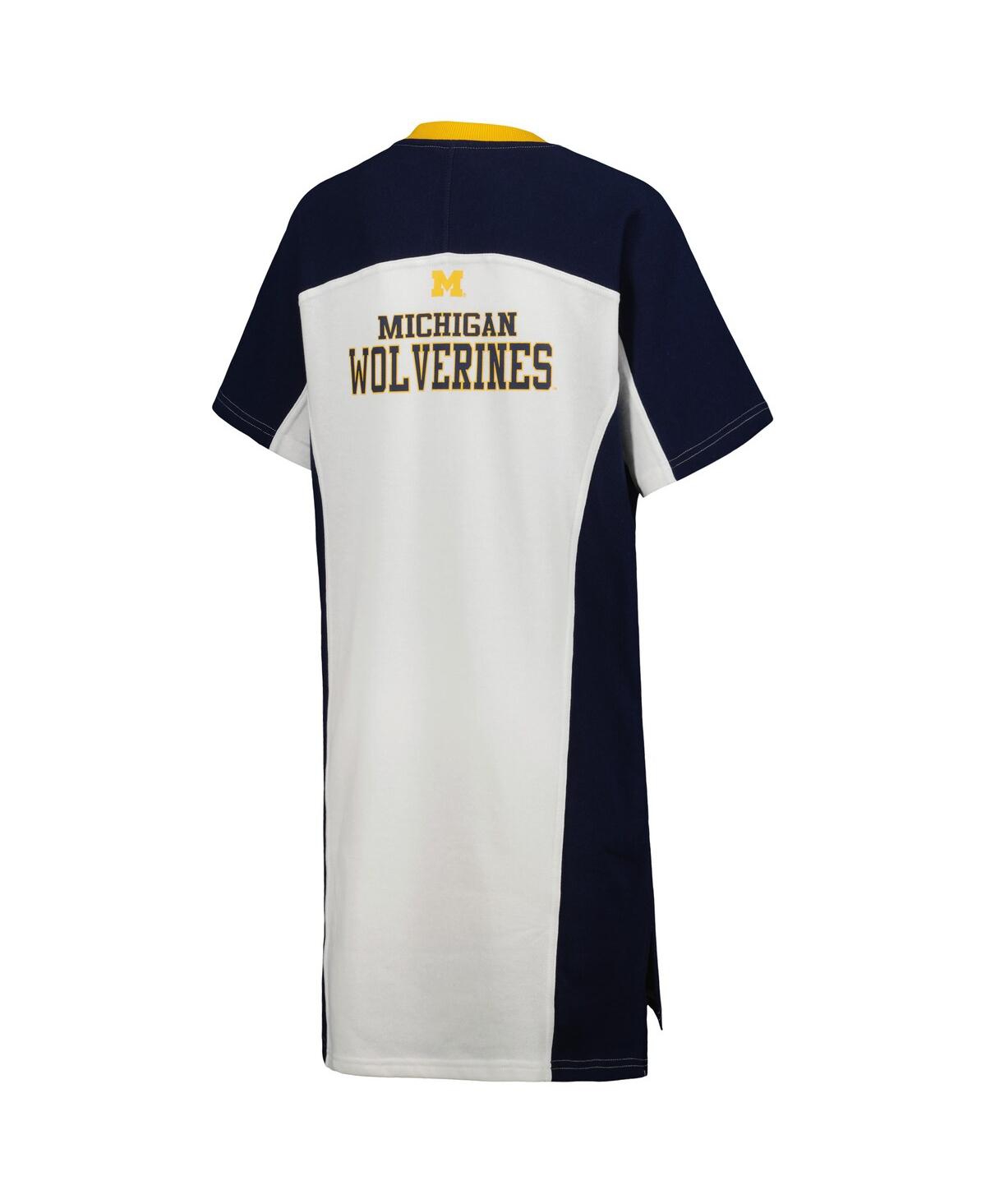 Shop G-iii 4her By Carl Banks Women's  White Michigan Wolverines Home Run T-shirt Dress