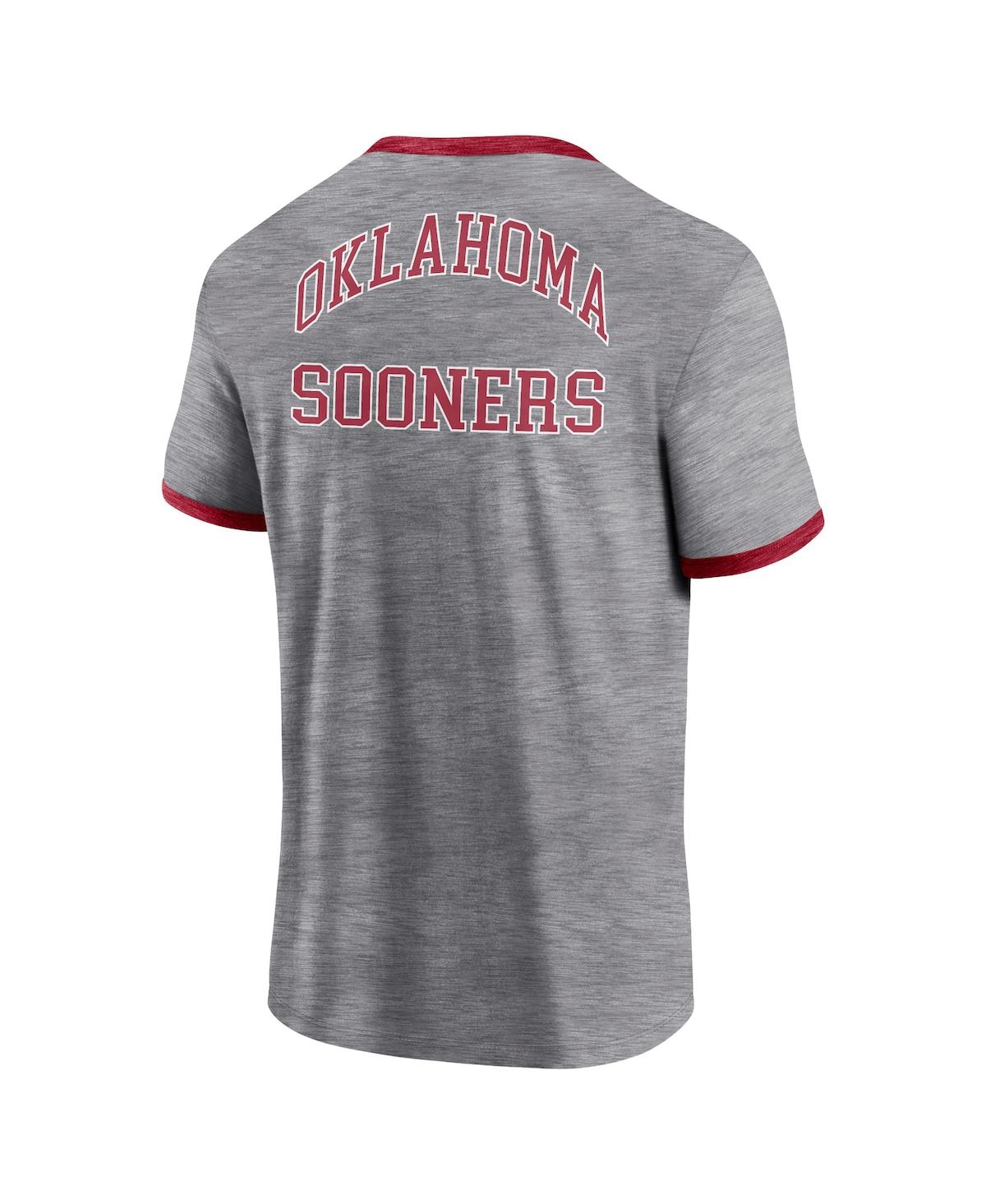 Shop Fanatics Men's  Heather Gray Oklahoma Sooners Classic Stack Ringer T-shirt