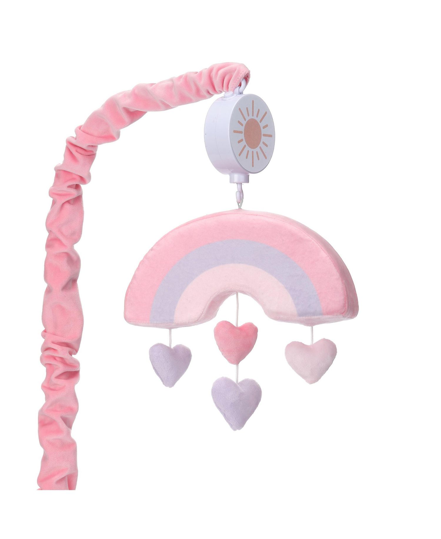 Rainbow Hearts Pink/Purple Musical Baby Crib Mobile Soother Toy