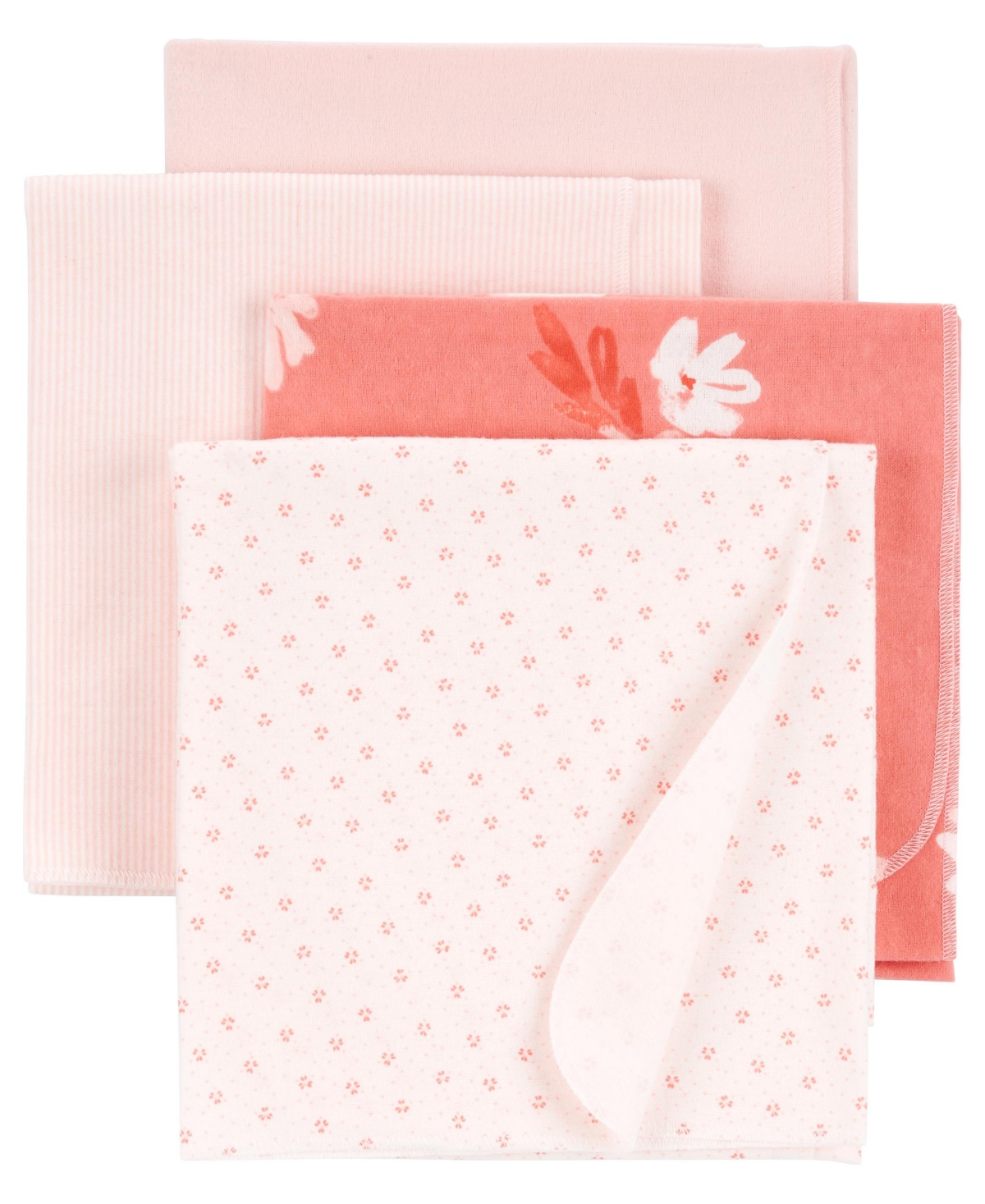 Carter's Baby Girls Receiving Blankets, Pack Of 4 In Pink