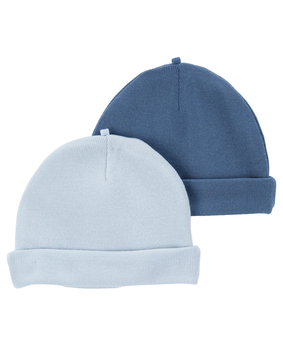 Carter's Baby Boys Rolled Cuff Hats, Pack Of 2 In Blue