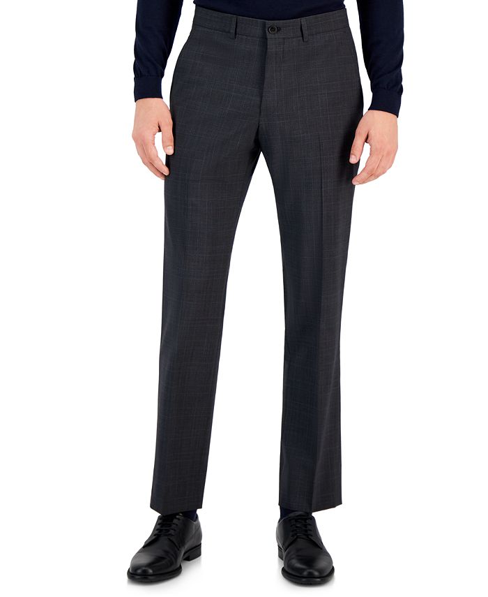 A|X Armani Exchange Men's Slim-Fit Charcoal Gray Windowpane Plaid Suit ...