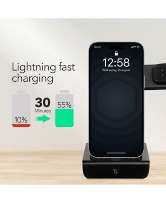3-in-1 Charging Station for iPhone, Airpods and Fitbit - Charge Multiple Apple Devices with This iPhone Charging Station (Black, 1 Pack)