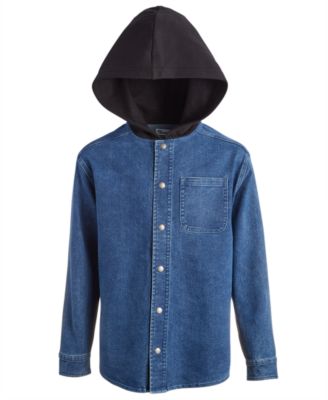 Epic Threads - Big Boys Hooded Denim Shacket Top