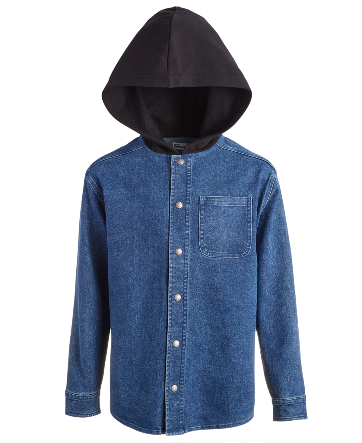 Shop Epic Threads Big Boys Hooded Denim Shacket Top, Created For Macy's In Med Wash