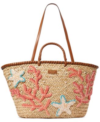 kate spade new york - What the Shell Embellished Woven Straw Extra-Large Tote