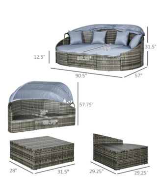 Rat Patio Furniture Set with Chairs Table 4 Piece, Light