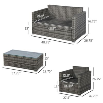 4-Piece Rat Furniture Set, Chairs, Loveseat, and Table,