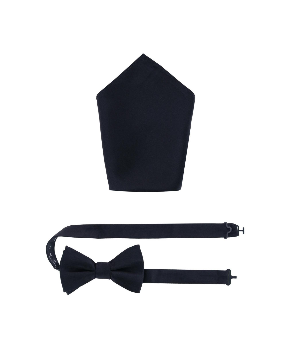 Trafalgar Sutton Solid Color Silk Bowtie And Pocket Square Combo In Black
