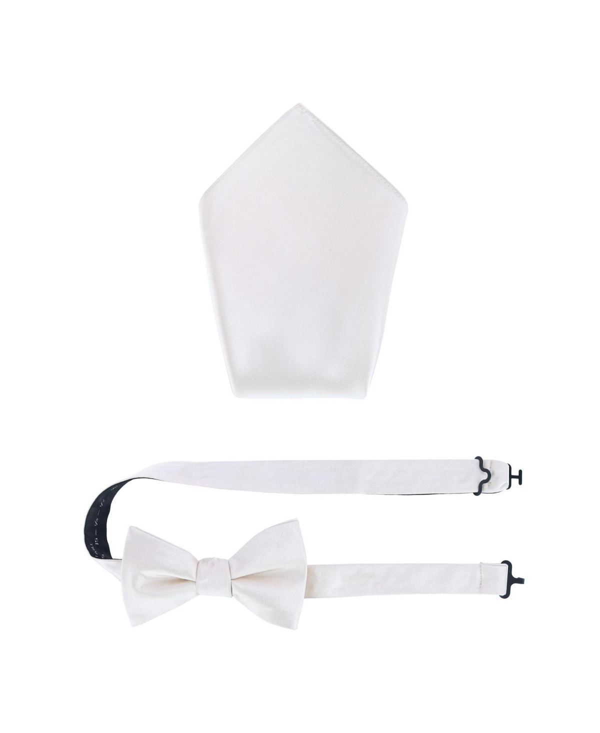 Trafalgar Sutton Solid Color Silk Bowtie And Pocket Square Combo In Ivory