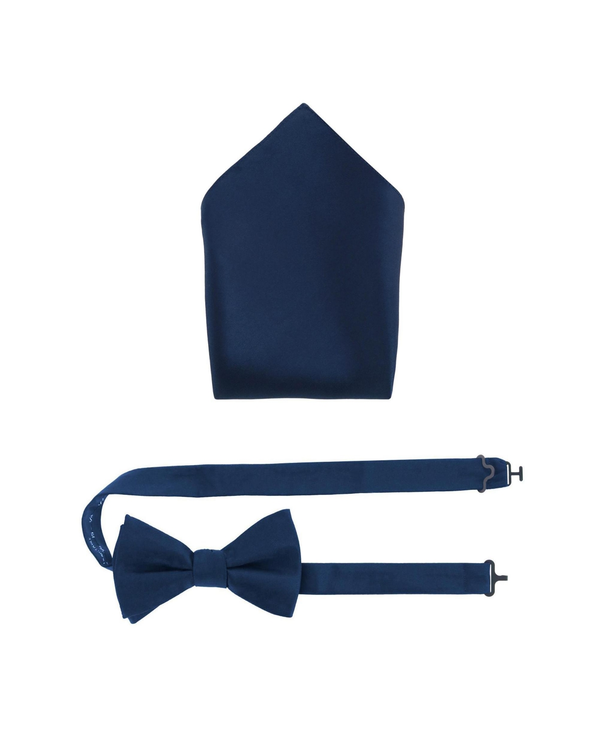 Trafalgar Sutton Solid Color Silk Bowtie And Pocket Square Combo In Navy