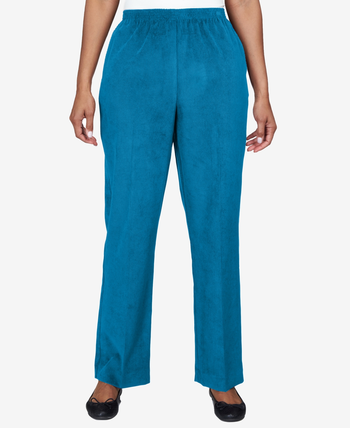 Shop Alfred Dunner Women's Classics Stretch Waist Corduroy Average Length Pants In Teal