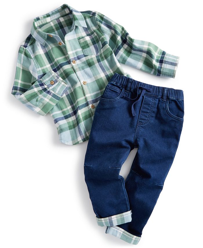 Baby boy blue plaid shirt discount