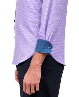 Men's Regular-Fit Non-Iron Dot Print Performance Stretch Dress Shirt