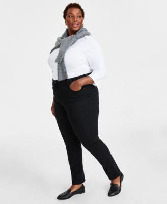 Plus Size High-Rise Straight-Leg Jeans, Exclusively at Macy's