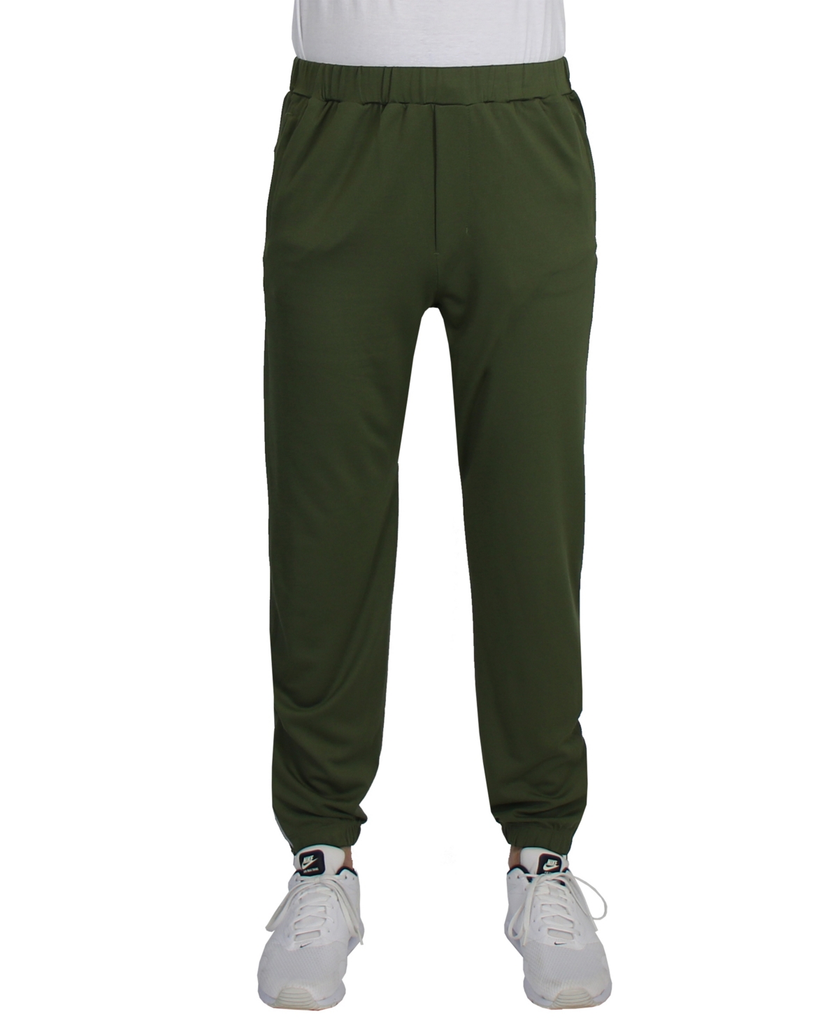 Blue Ice Men's Moisture Wicking Performance Joggers With Reflective Trim Ankle Zippers In Olive