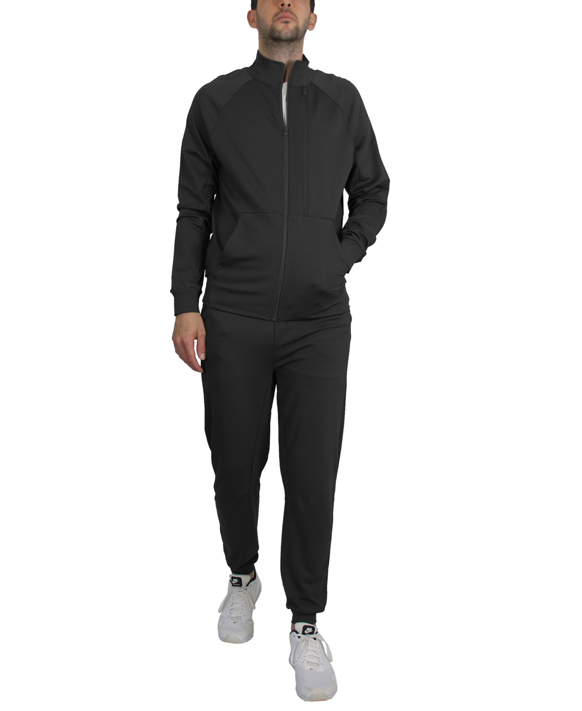 Blue Ice Men's Moisture Wicking Performance Active Track Jacket And Joggers, 2-piece Set In Black