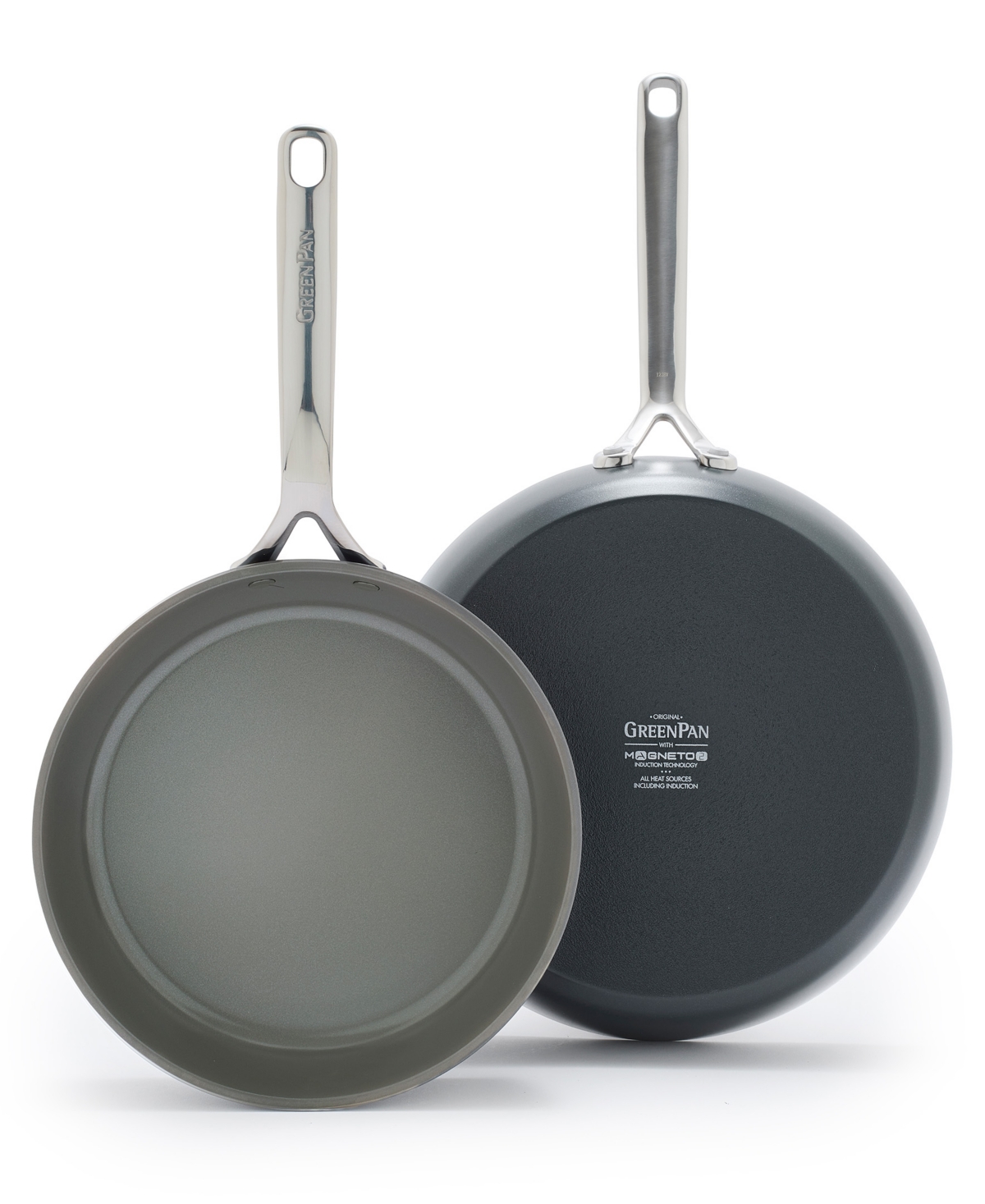 Greenpan Gp5 Hard Anodized Healthy Ceramic Nonstick 2-piece Fry Pan Set, 9.5" And 11" In Slate