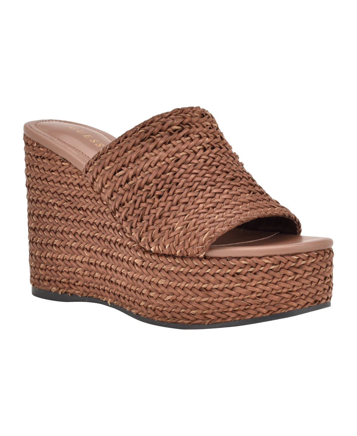 Shop Guess Women's Yenisa Platform Wedge Sandals In Medium Brown Weave