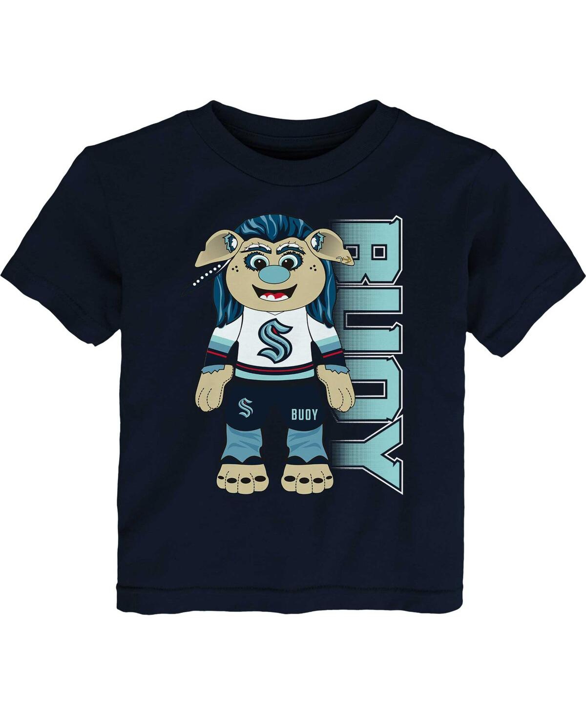 Outerstuff Babies' Toddler Boys And Girls Deep Sea Blue Seattle Kraken Mascot Cheer T-shirt