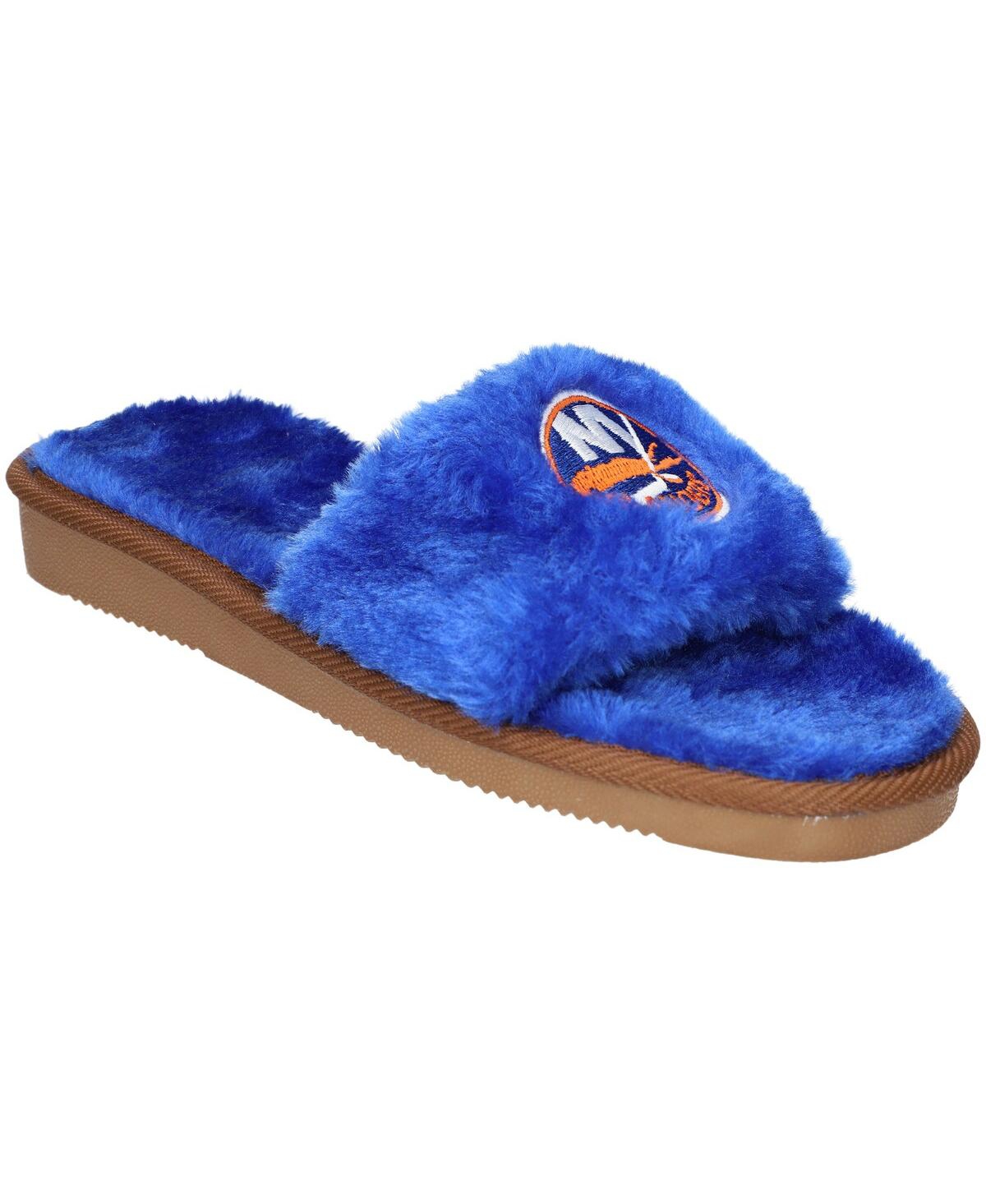 Foco Women's  New York Islanders Faux Fur Slide Slippers In Blue