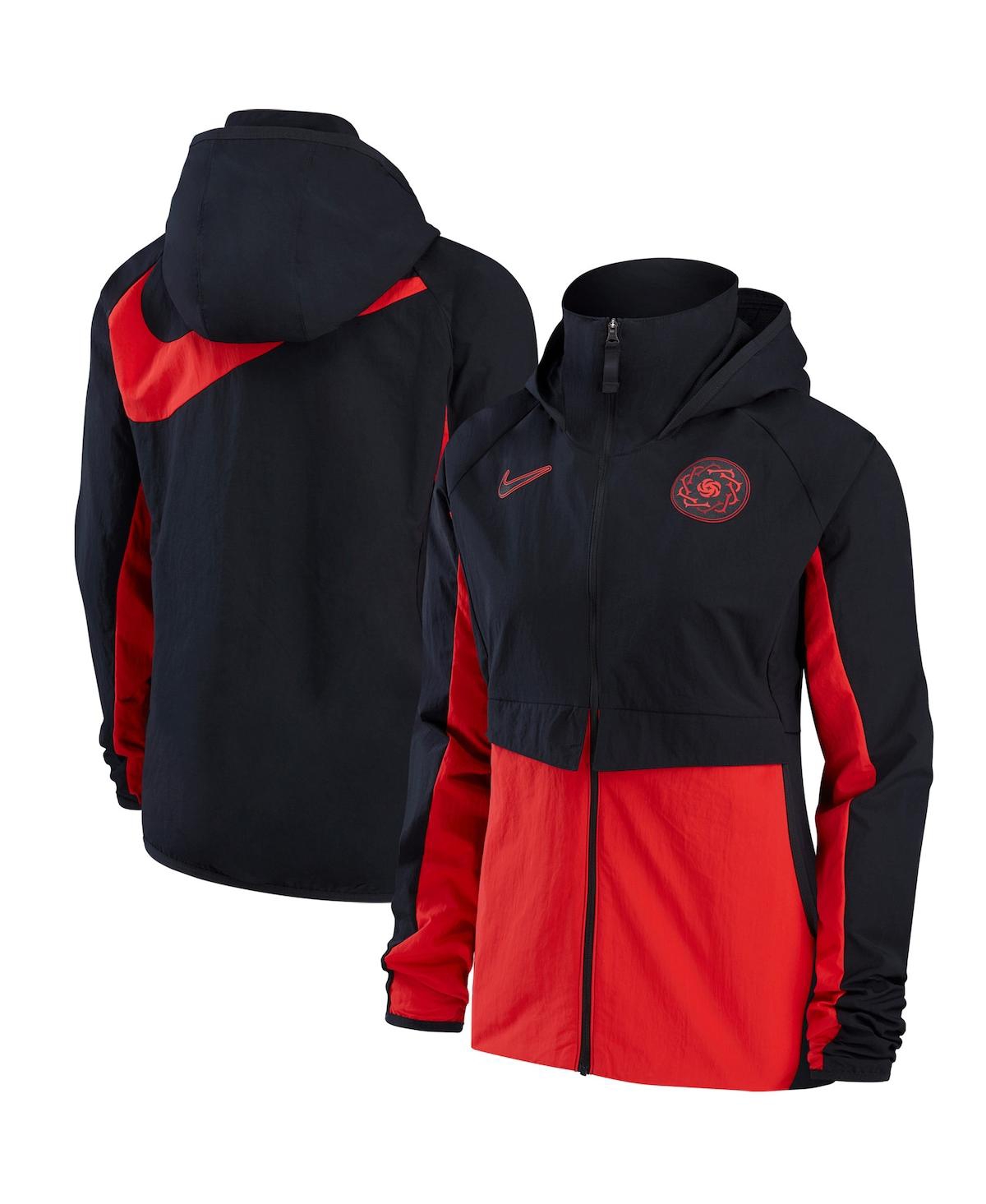Nike Women's  Black Portland Thorns Fc All-weather Raglan Performance Full-zip Hoodie Jacket