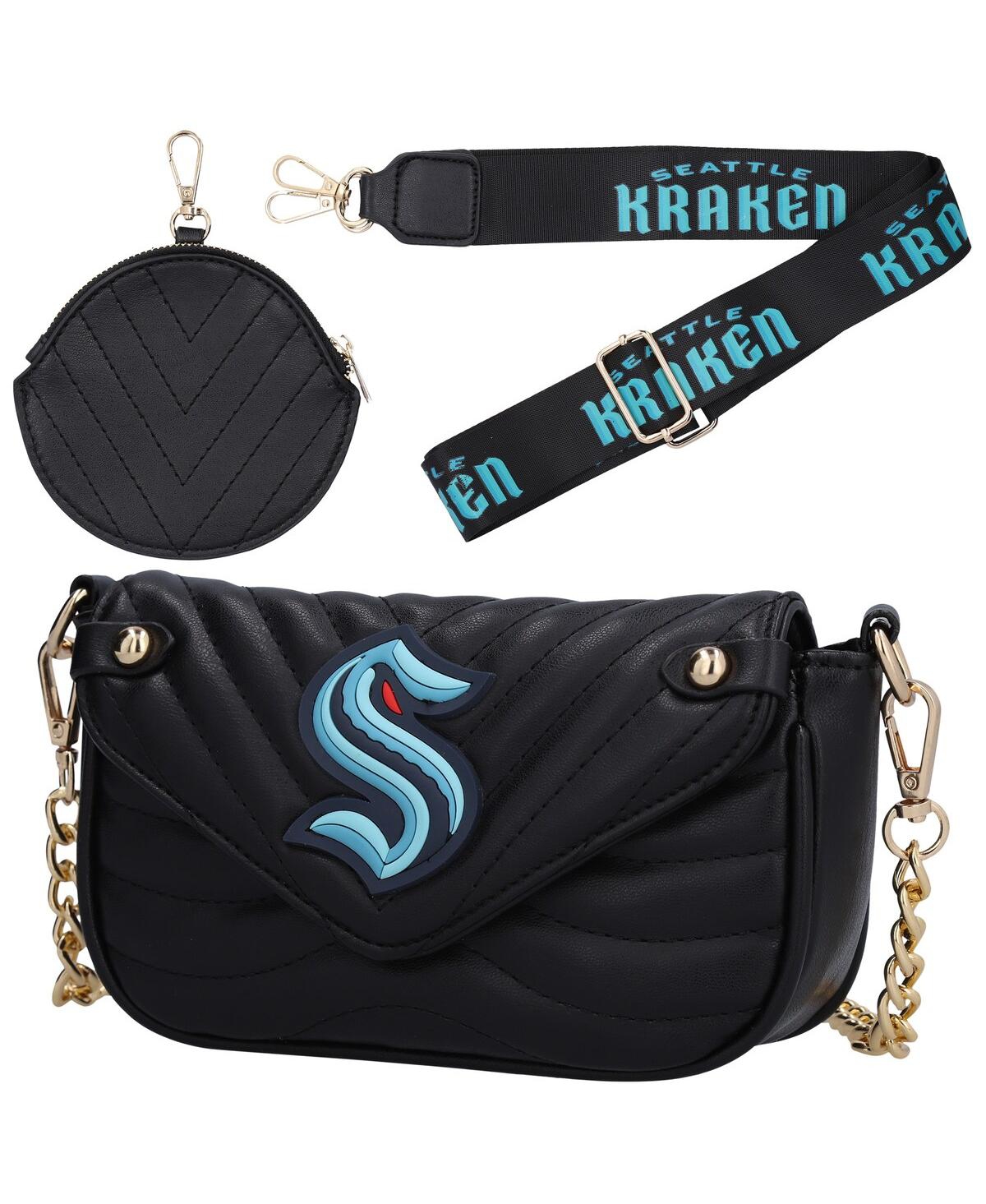 Women's Cuce Seattle Kraken Leather Strap Bag - Black