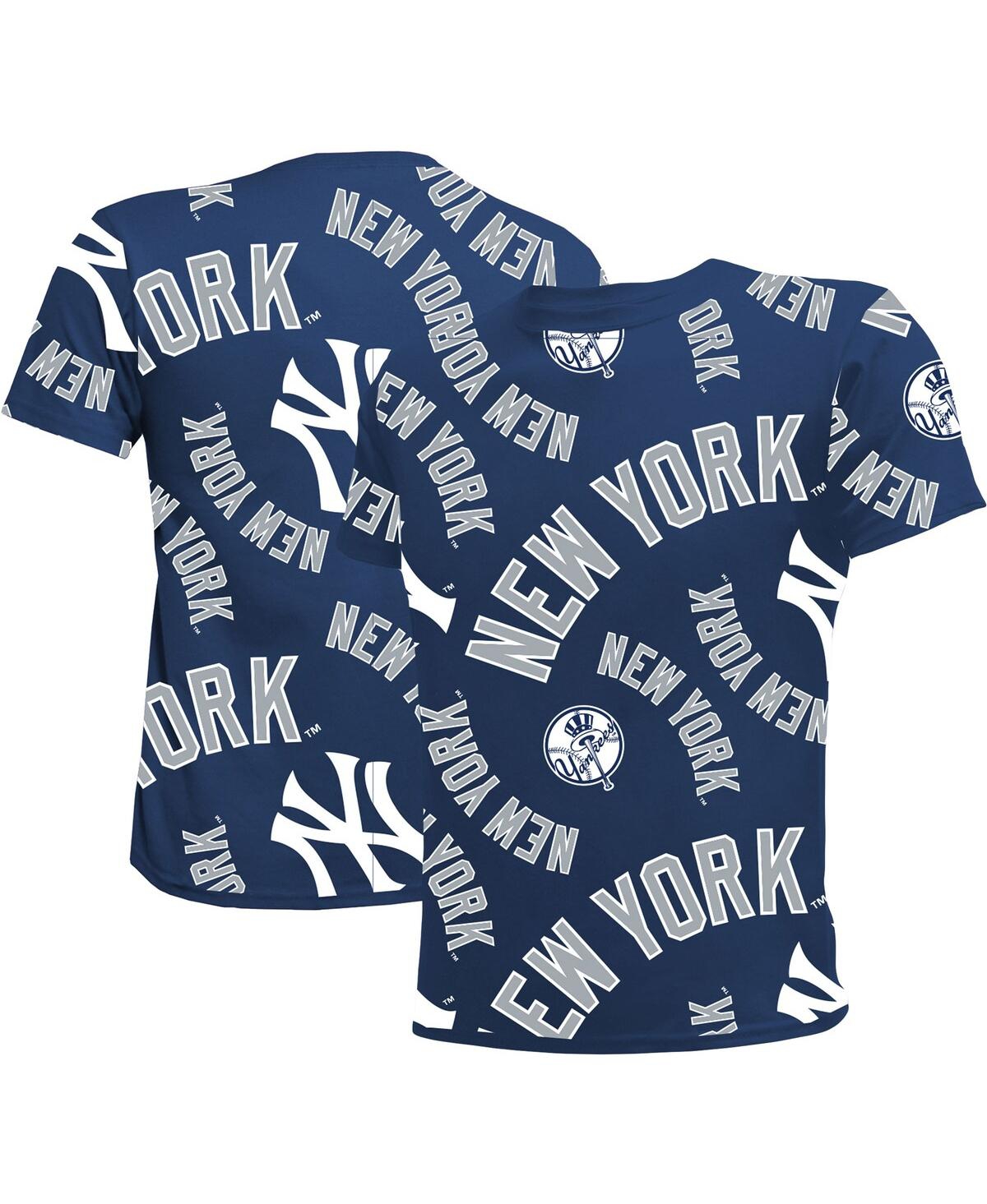 Shop Stitches Big Boys  Navy New York Yankees Allover Team T-shirt