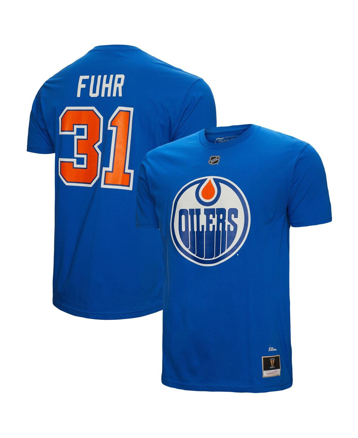 Shop Mitchell & Ness Men's  Grant Fuhr Royal Edmonton Oilers Name And Number T-shirt