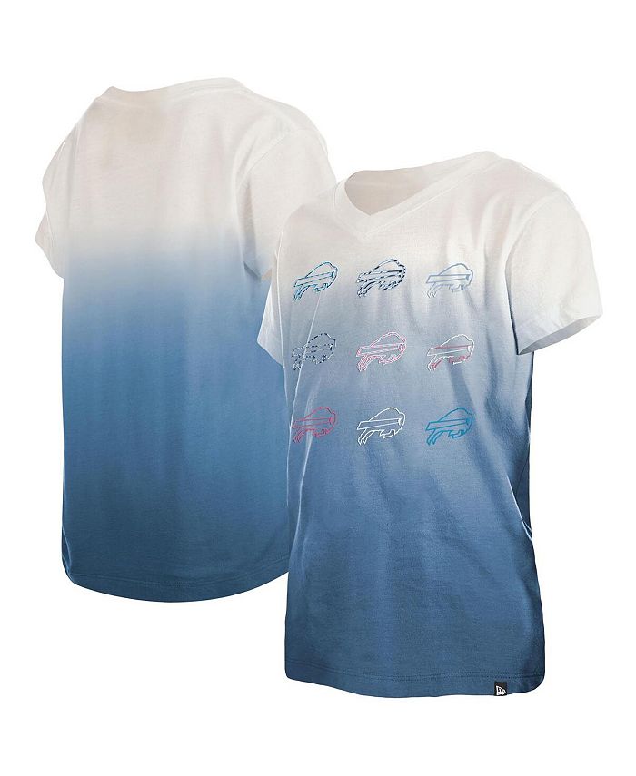 Women's New Era Buffalo Bills White & Royal Ombre V-Neck T-Shirt