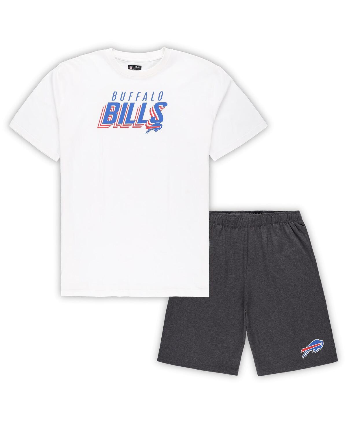 Shop Concepts Sport Men's  White, Charcoal Buffalo Bills Big And Tall T-shirt And Shorts Set In White,charcoal