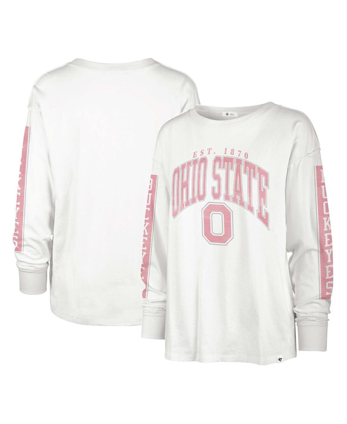 Shop 47 Brand Women's ' White Ohio State Buckeyes Statement Soa 3-hit Long Sleeve T-shirt