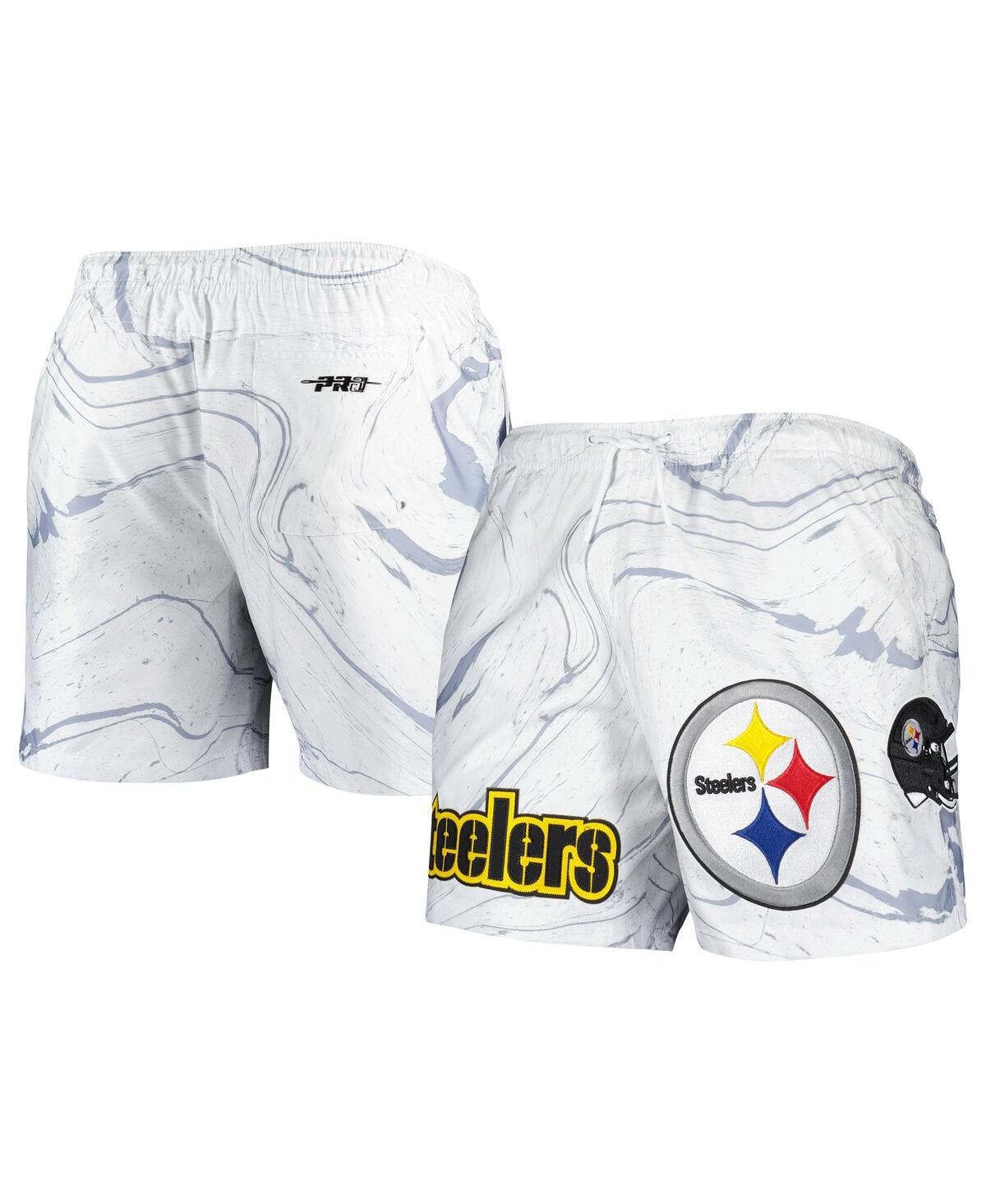 Pro Standard White Pittsburgh Steelers Allover Marble Print Shorts In White