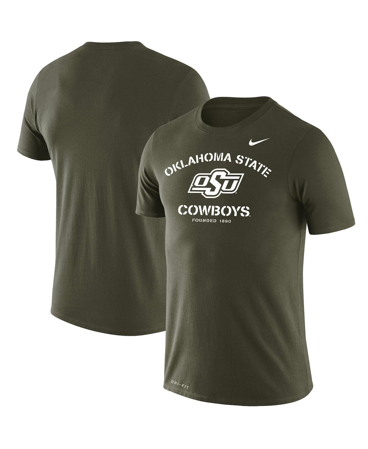 Men's NikeOklahoma State Cowboys Stencil Arch Performance T-shirt - Olive
