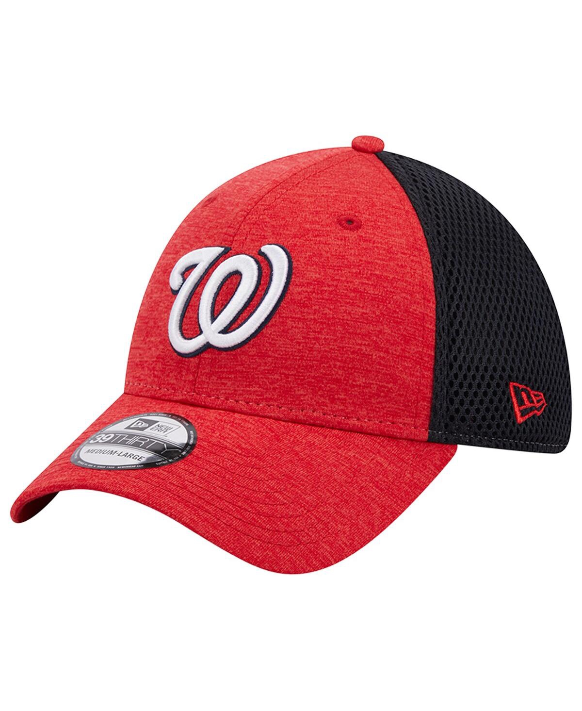 Shop New Era Men's  Red Washington Nationals Shadow Neo 39thirty Flex Hat