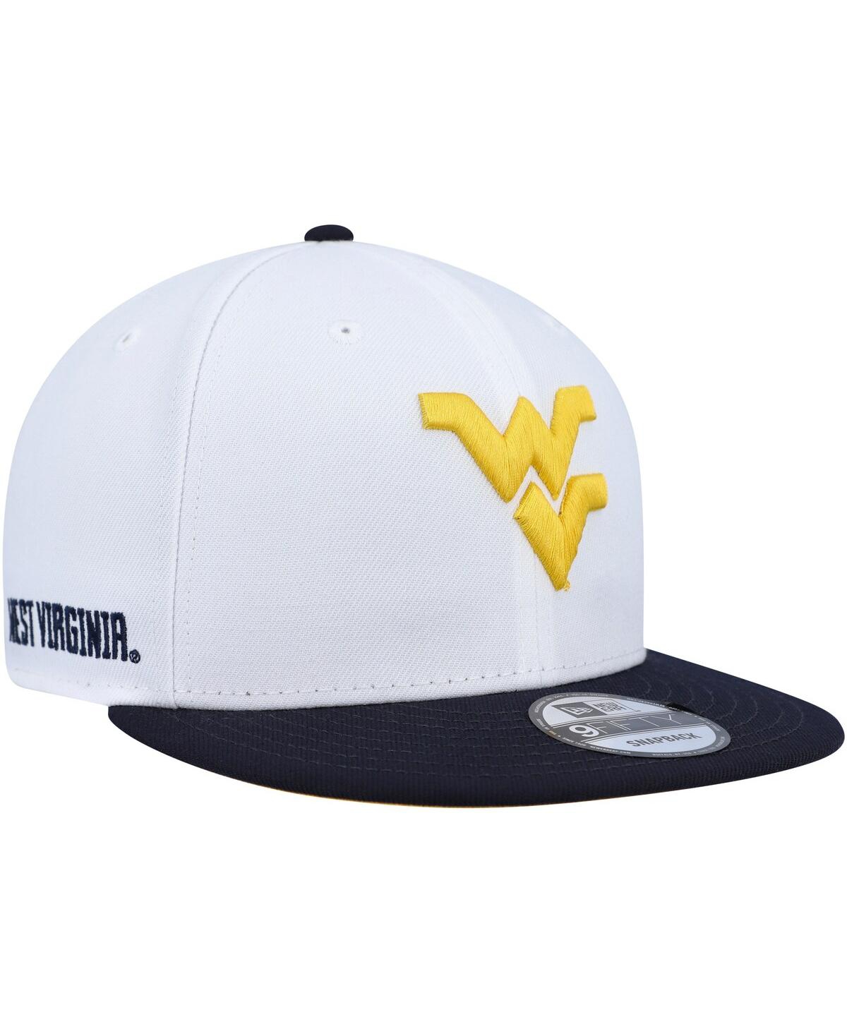 New Era Men's  White And Navy West Virginia Mountaineers Two-tone Mascot 9fifty Snapback Hat In White,navy