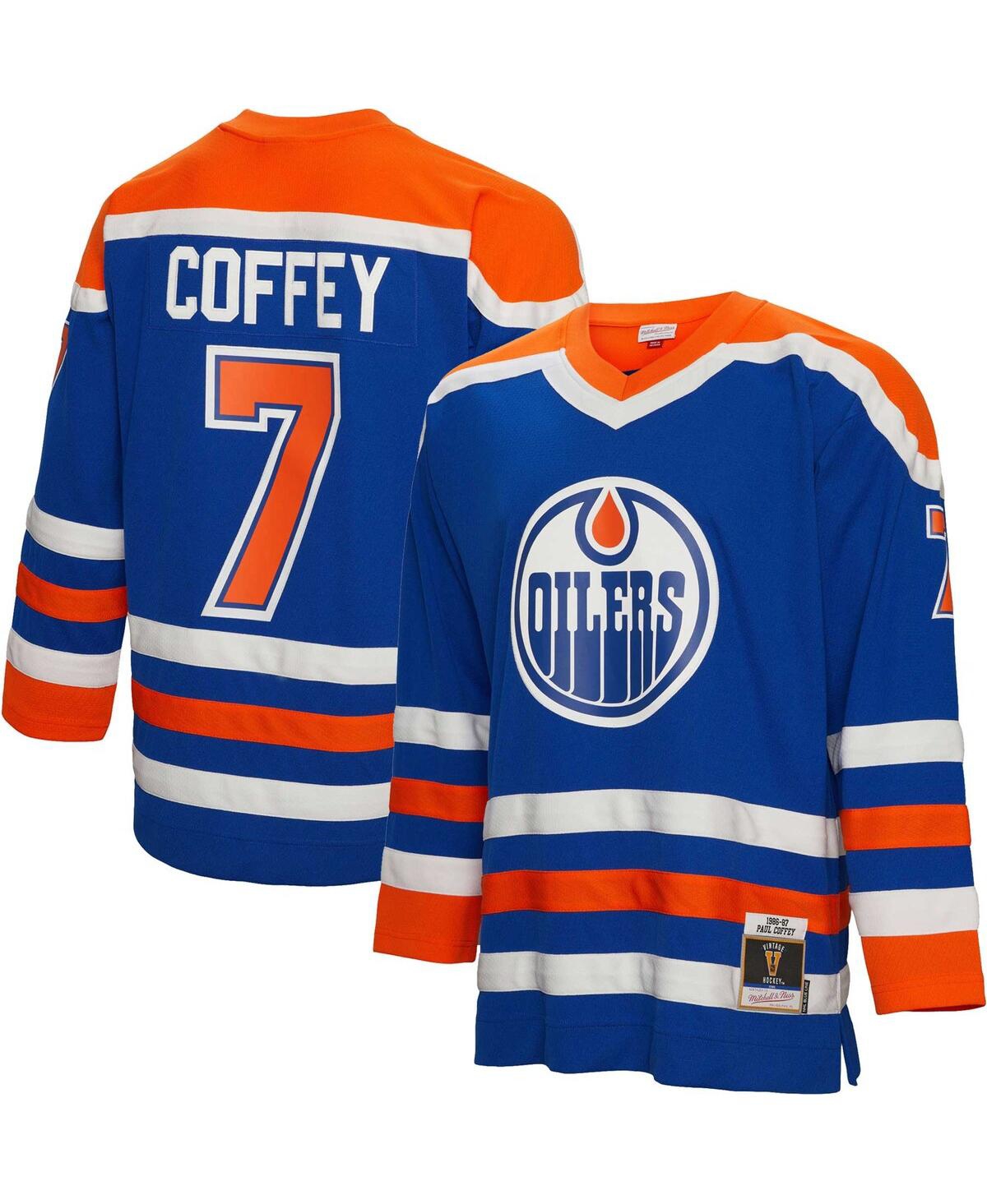 Men's Mitchell & Ness Paul CoffeyEdmonton Oilers 1986 Blue Line Player Jersey - Royal