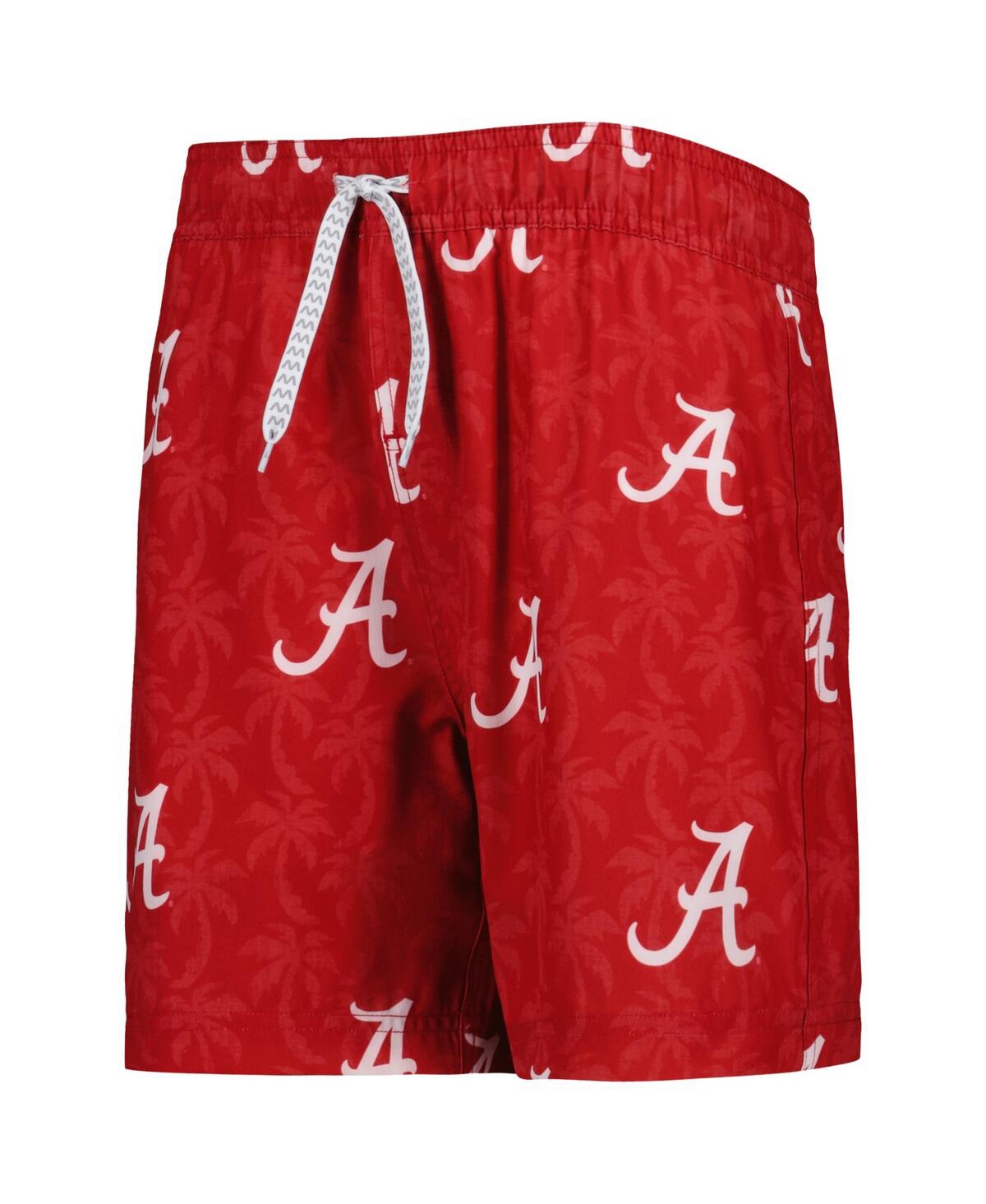 Shop Wes & Willy Big Boys  Crimson Alabama Crimson Tide Palm Tree Swim Shorts