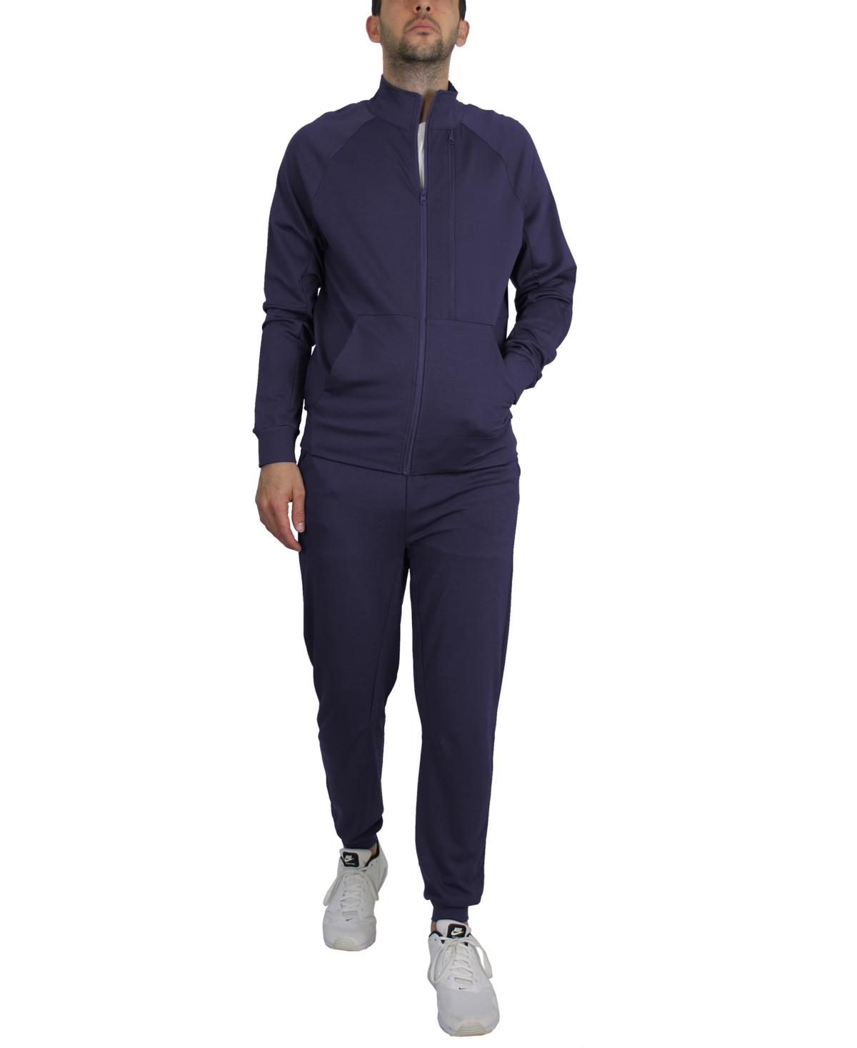 Shop Blue Ice Men's Moisture Wicking Performance Active Track Jacket And Joggers, 2-piece Set In Navy