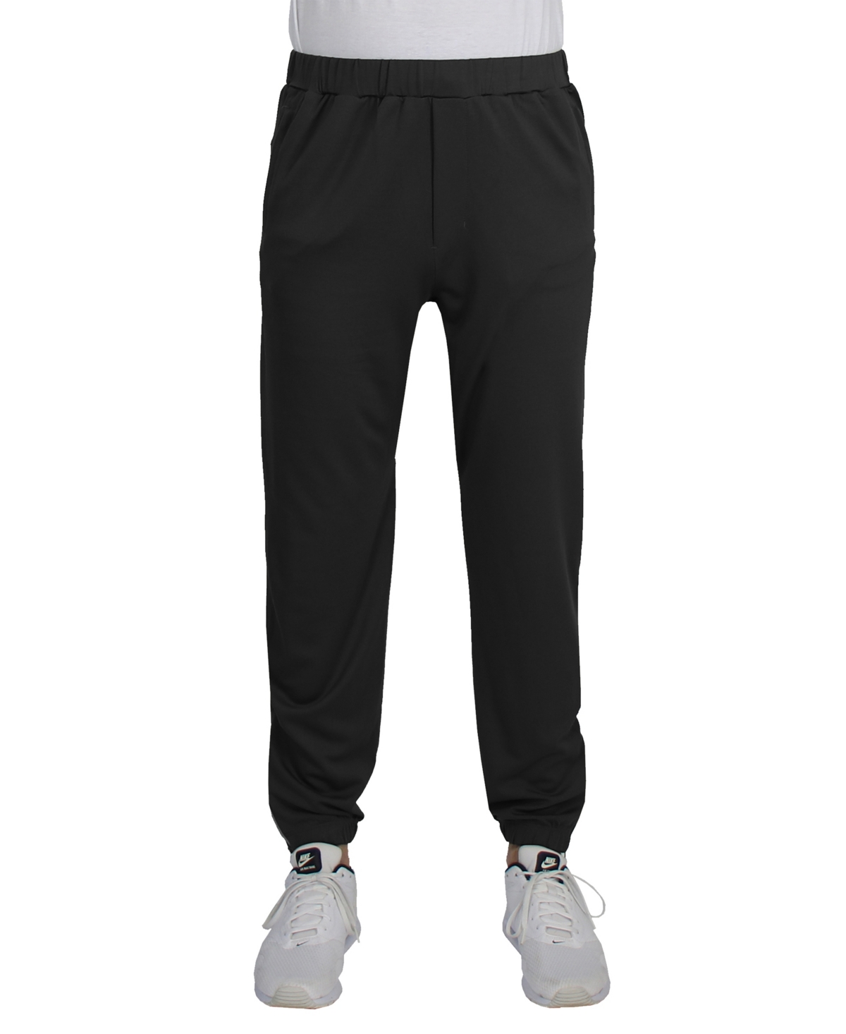 Blue Ice Men's Moisture Wicking Performance Joggers With Reflective Trim Ankle Zippers In Black