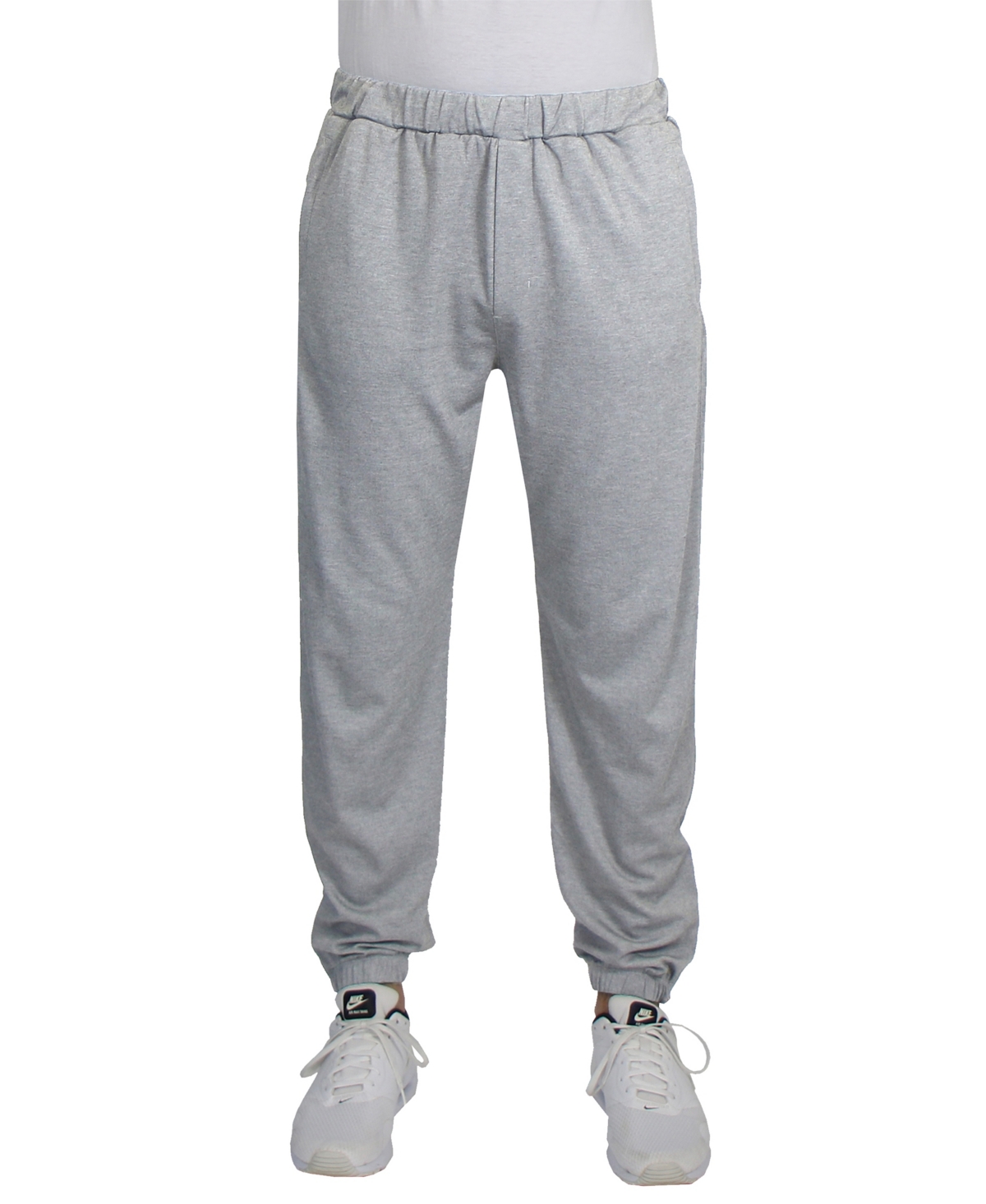 Blue Ice Men's Moisture Wicking Performance Joggers With Reflective Trim Ankle Zippers In Heather Gray